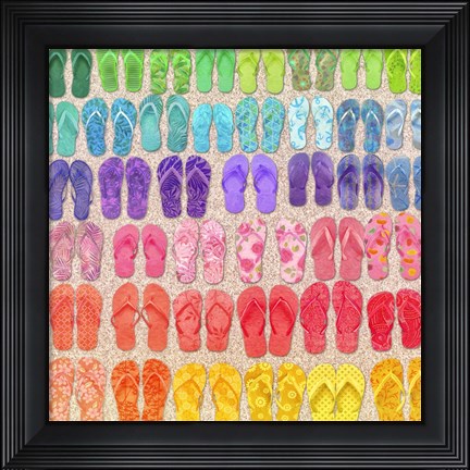 Framed Rainbow Flipflops Print
