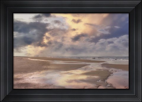 Framed Beach with Cloudy Sky Print