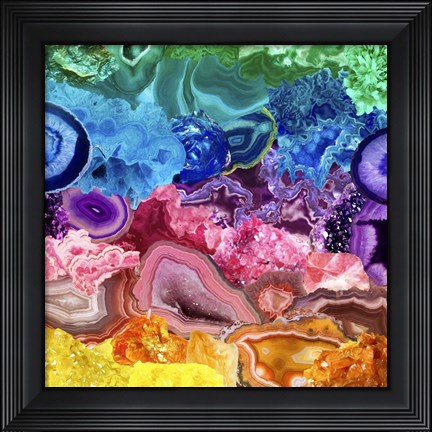 Framed Rainbow of Crystals and Geodes Print