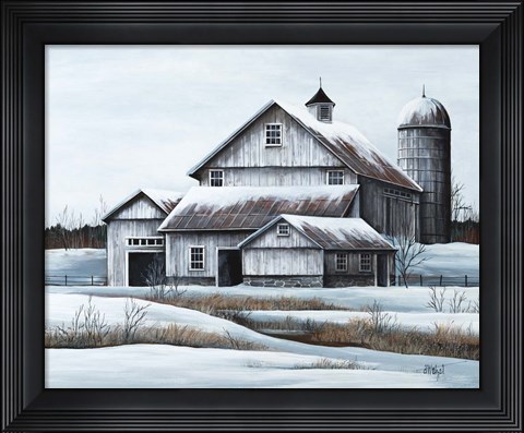 Framed White Barn Print