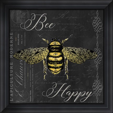 Framed Bee Happy A Print