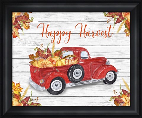 Framed Vintage Red Truck Fall-Harvest Print