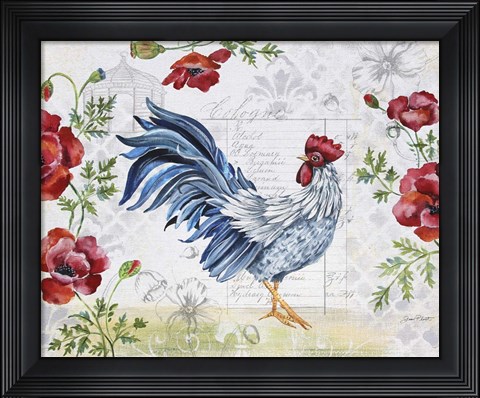 Framed Seasonal Rooster 7 Print