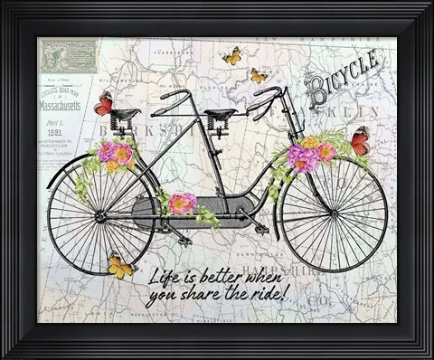 Framed Vintage Bicycle with Map B Print