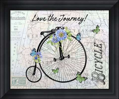 Framed Vintage Bicycle with Map C Print