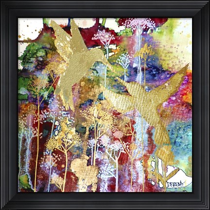 Framed Nos Coeurs Remplis D&#39;or Print