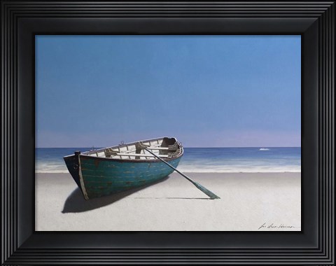 Framed Blue Boat Print