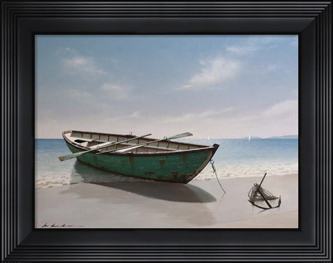 Framed Green Boat Print