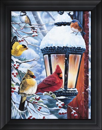 Framed Taking the Chill off the Feathers Print