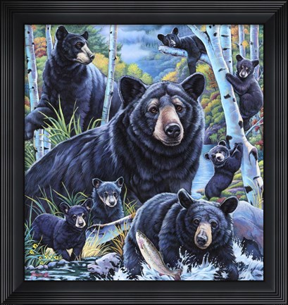 Framed Bears in the Birches Print