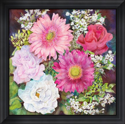 Framed Roses and Gerbera Daisies Print