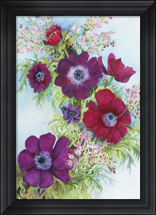 Framed Anemonies and Waxflower Print