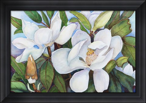 Framed Magnolia with Blue Sky Print