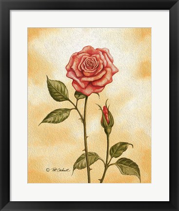 Framed Rose on Peach Print