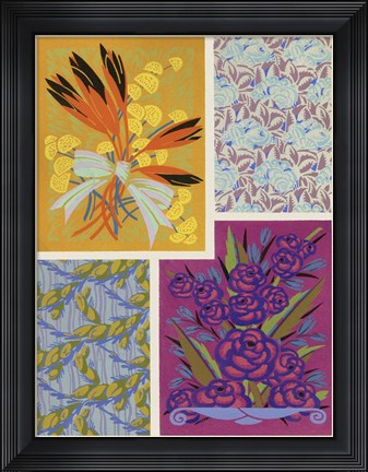 Framed Art Deco Florals I Print