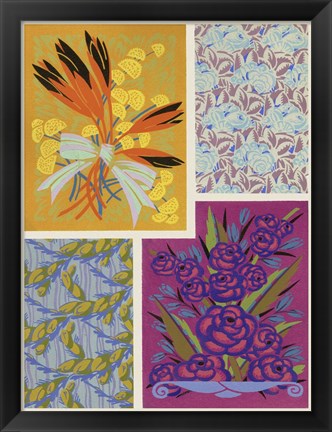 Framed Art Deco Florals I Print