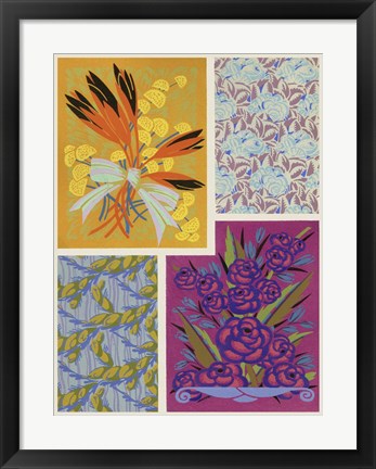 Framed Art Deco Florals I Print