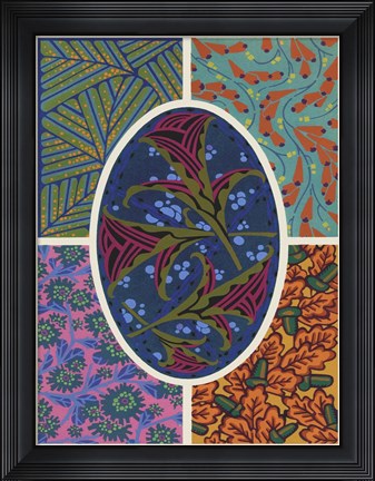 Framed Art Deco Florals II Print