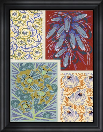 Framed Art Deco Florals V Print
