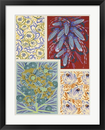 Framed Art Deco Florals V Print