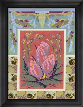 Framed Art Deco Florals VIII Print