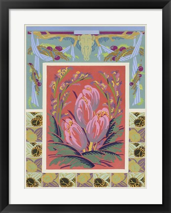 Framed Art Deco Florals VIII Print