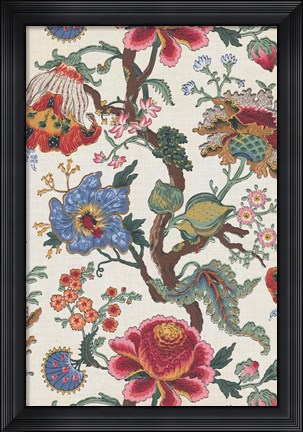Framed Vintage Jacobean Floral I Print
