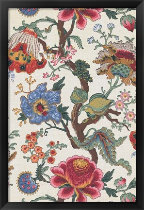 Framed Vintage Jacobean Floral I Print