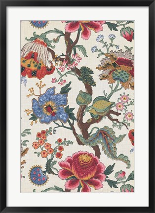 Framed Vintage Jacobean Floral I Print