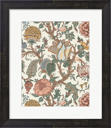 Framed Pastel Jacobean Floral I Print