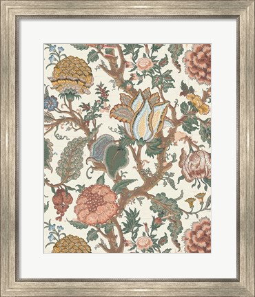 Framed Pastel Jacobean Floral I Print