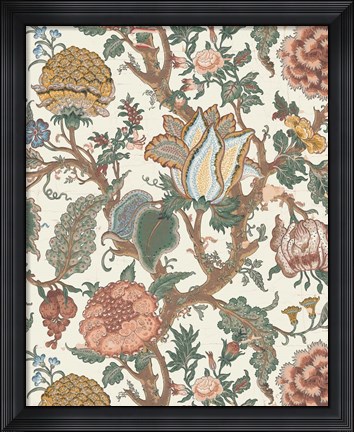 Framed Pastel Jacobean Floral I Print