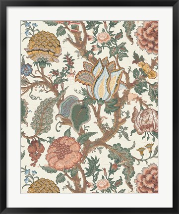 Framed Pastel Jacobean Floral I Print