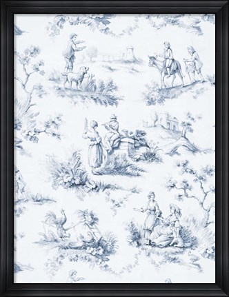 Framed Toile Design in Blue Print