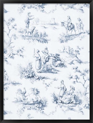 Framed Toile Design in Blue Print