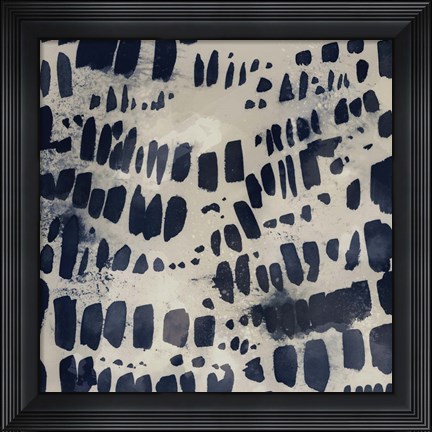 Framed Indigo Markings I Print