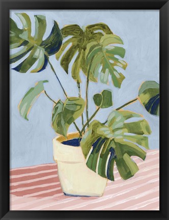 Framed Plant on Pink II Print