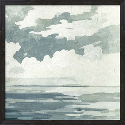 Framed Textured Blue Seascape I Print