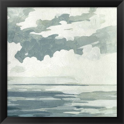 Framed Textured Blue Seascape I Print