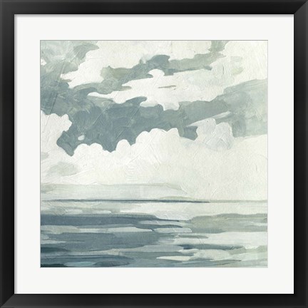 Framed Textured Blue Seascape I Print