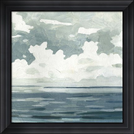 Framed Textured Blue Seascape II Print