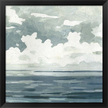 Framed Textured Blue Seascape II Print