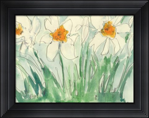 Framed Daffodils Orange and White I Print