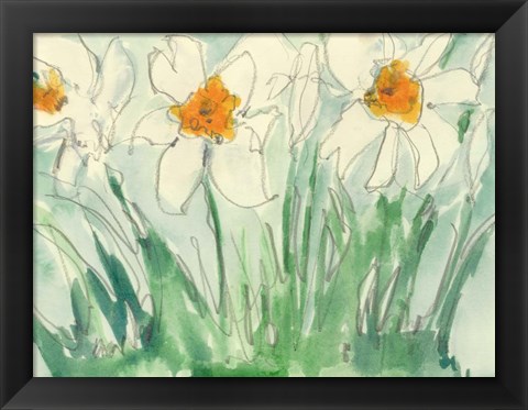 Framed Daffodils Orange and White I Print