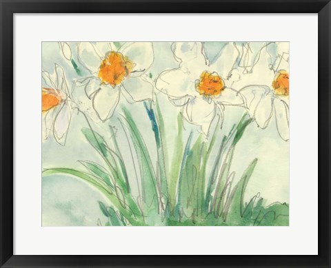 Framed Daffodils Orange and White II Print