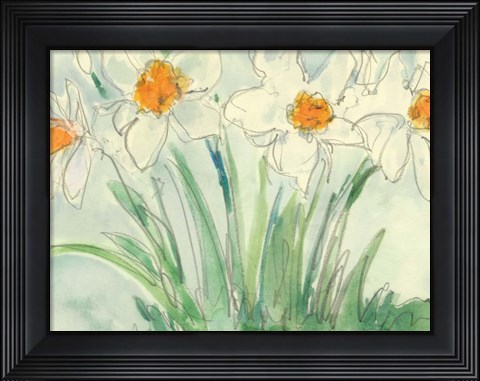 Framed Daffodils Orange and White II Print