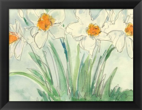 Framed Daffodils Orange and White II Print