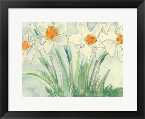 Framed Daffodils Orange and White II Print