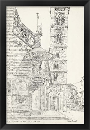 Framed European Building Sketch II Print