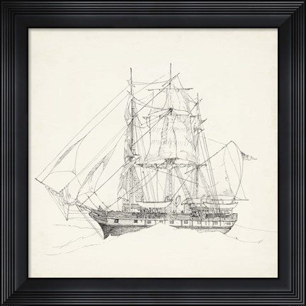 Framed Antique Ship Sketch II Print
